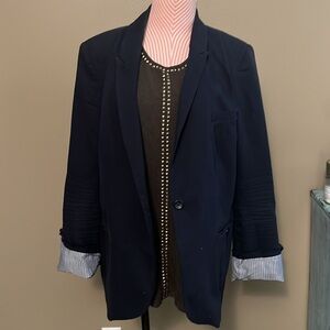 Navy Blue Longline Blazer by Treasure & Bond - size L